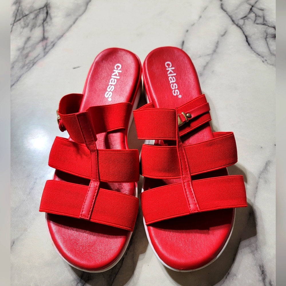 Cklass Open Toe Women's Red Slip On Shoes Estilo 701-74 Size 9